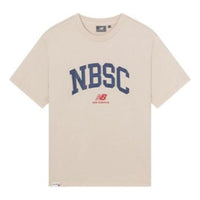 New Balance Logo Print Tee Asia Sizing 'Beige Blue' 5ED25373-CRE