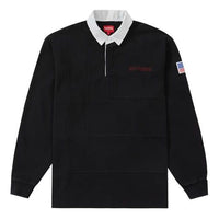 Supreme SS20 Week 2 7s Rugby Colorblock Long Sleeves Polo Shirt Unisex Black SUP-SS20-145