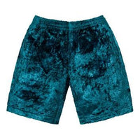 Supreme SS19 Fuzzy Pile Short Teal Faux Fur Sports Shorts Unisex Blue SUP-SS19-188