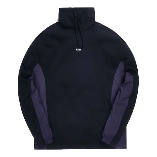 KITH Cotton Jersey Funnel Neck Drawstring High Collar Black KH3656-100