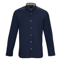 Men's Burberry Logo Casual Long Sleeves Button Shirt Navy Blue 80087051