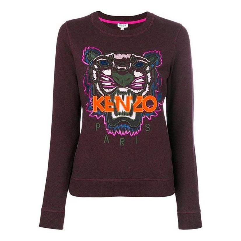 (WMNS) KENZO Cotton Tiger Head Long Sleeves Casual Hoodie Purple F762SW7054XC-86
