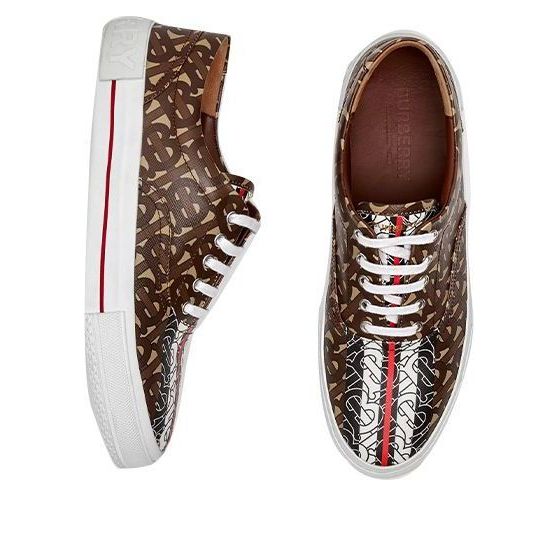 (WMNS) Burberry Logo Monogram Stripe Print E Canvas Shoes 'Brown' 80187541