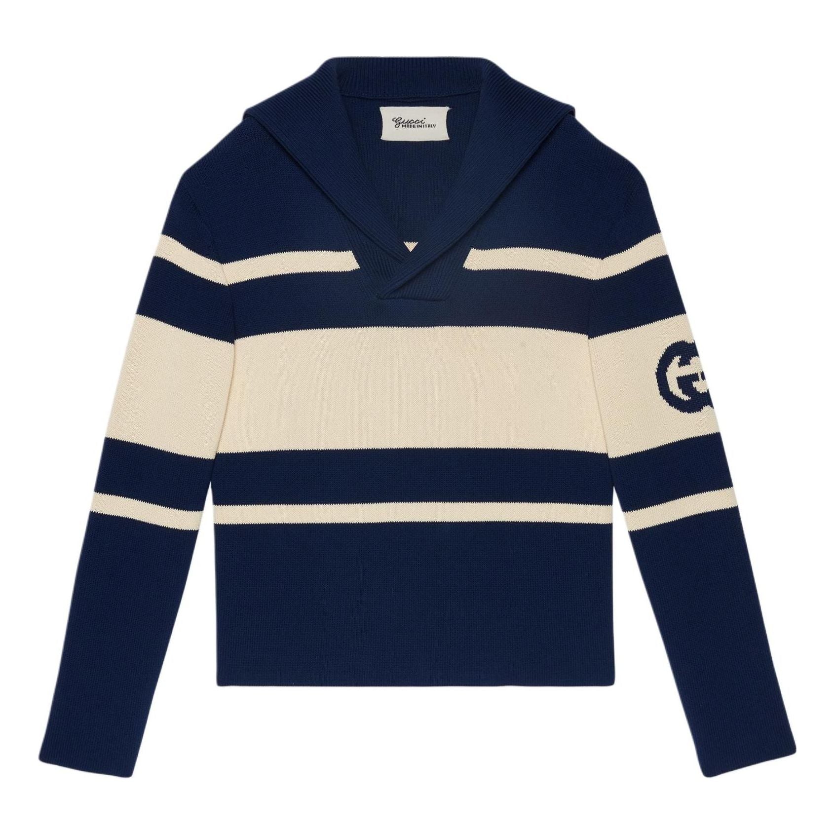 Gucci Interlocking G Knit Cotton Sweater 'Blue Ivory' 773055-XKDXB-4492