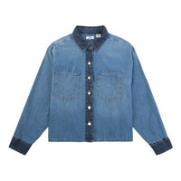 Levis Series Lapel Loose Fit Denim Long Sleeves Denim Blue Shirt 38940-0007