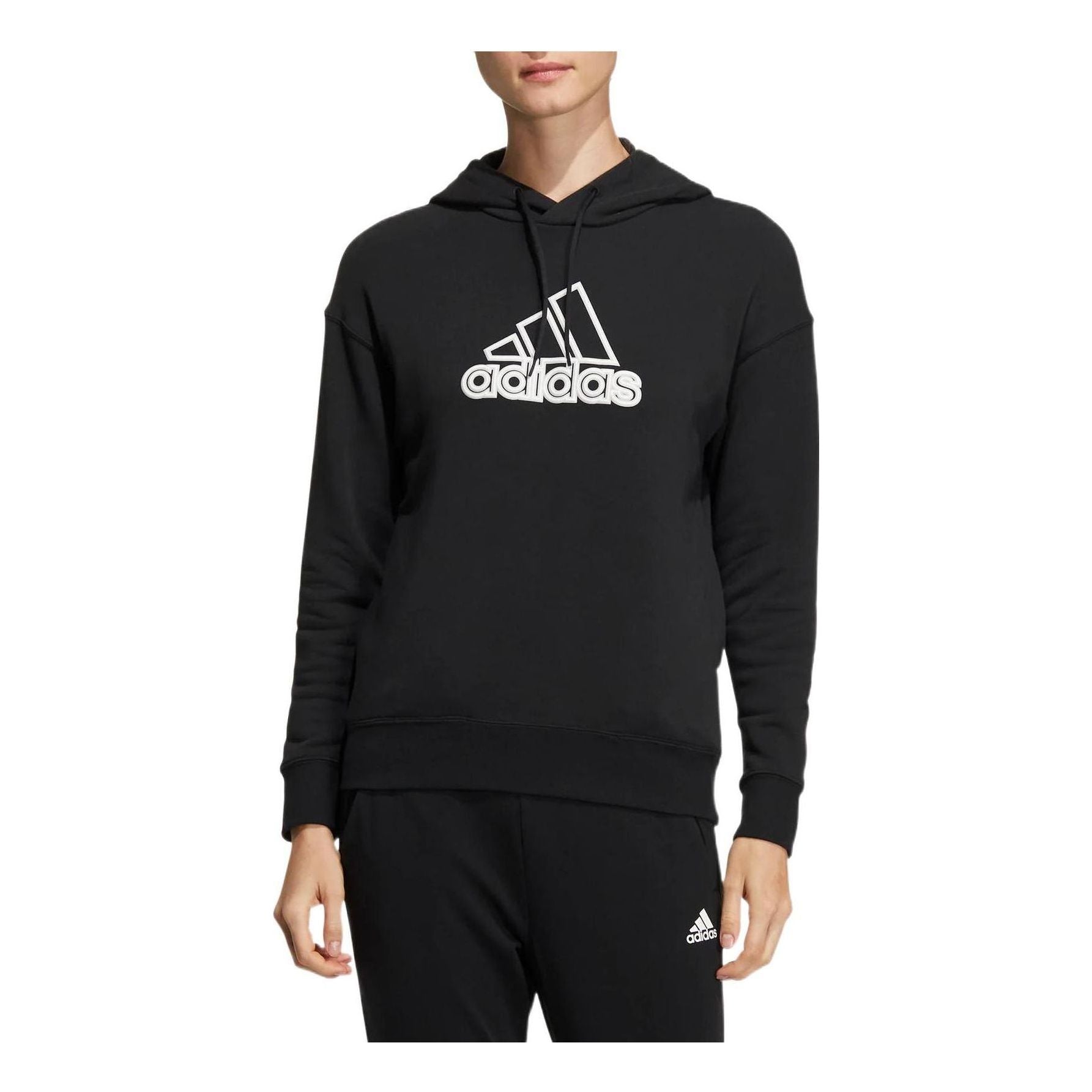 (WMNS) adidas Ust Hoodie Asia Sizing 'Black White' HM5278