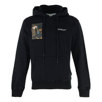 Men's Off-White Caravaggio Painting Character Alphabet Cotton Hooded Long Sleeves Pullover Black OMBB097S22FLE0011001