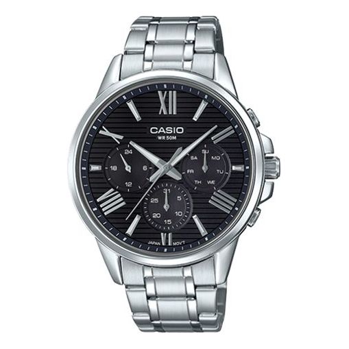CASIO Male DRESS Japan / South Korea Fashion Black DialSilver BlackSilver Analog MTP-EX300D-1A