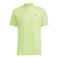 adidas Printing Logo Splicing Stand Collar Short Sleeve Green HA3121
