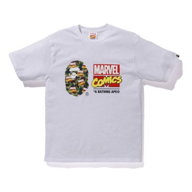 A Bathing Ape x Marvel Ape Head Camo Tee 'White' 1F23-110-919