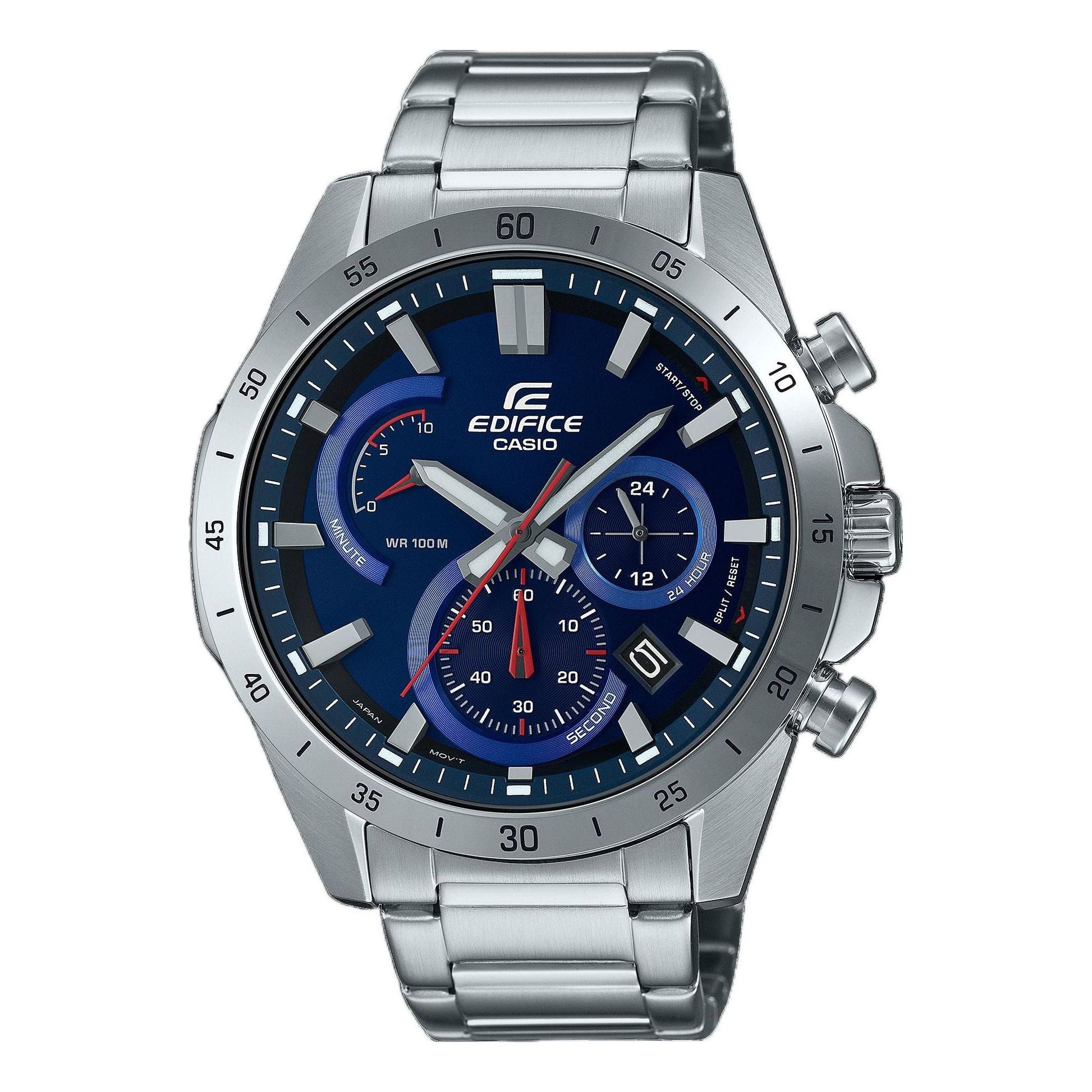 CASIO Waterproof Sports EDIFICE Mens Silver Analog/Digital Combo EFR-573D-2AV