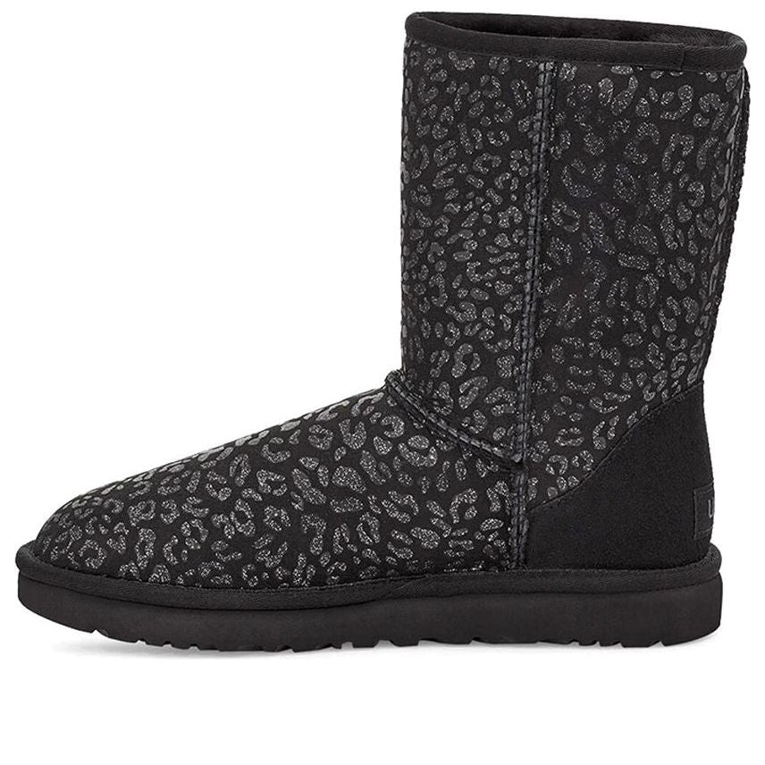 (WMNS) UGG Classic Short Snow Leopard Fleece Lined Black 1113495-BLK