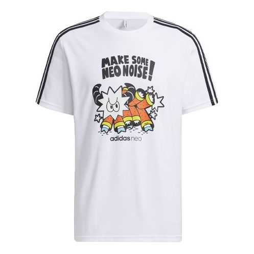 adidas neo M Artist Ss Tee Series Cartoon Printing Sports Round Neck Short Sleeve White GS2576