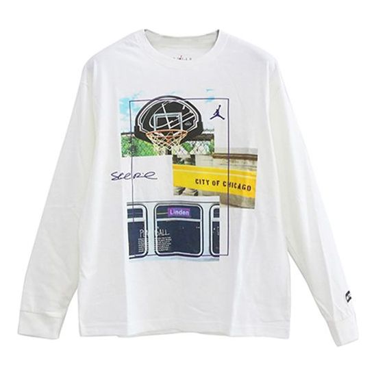 Air Jordan Round Neck Pullover Sports Long Sleeves Tee 'White' CW1136-100