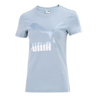 (WMNS) PUMA Classics Logo Printing Round-neck Tee Blue 532282-81