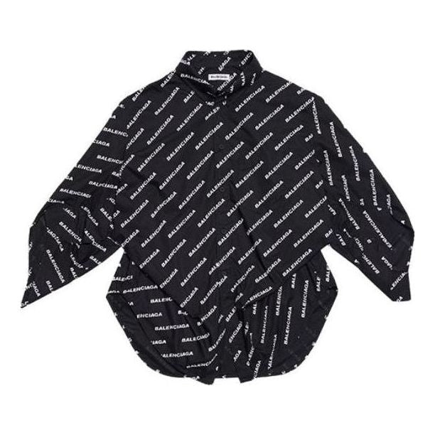 (WMNS) Balenciaga Typo Logo-Print Long Sleeve Shirt 'Black' 671663TLLJ11070