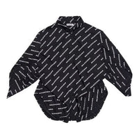 (WMNS) Balenciaga Typo Logo-Print Long Sleeve Shirt 'Black' 671663TLLJ11070