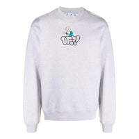 Men's Off-White SS22 Logo Cartoon Printing Round Neck Pullover Loose Fit Gray OMBA057S22FLE0120857