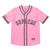 Supreme x Mitchell & Ness Satin Baseball Jersey 'Pink Black' SUP-SS23-016