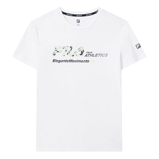 FILA Alphabet Logo Printing Elastic Sports Short Sleeve White A11M122102F-WT