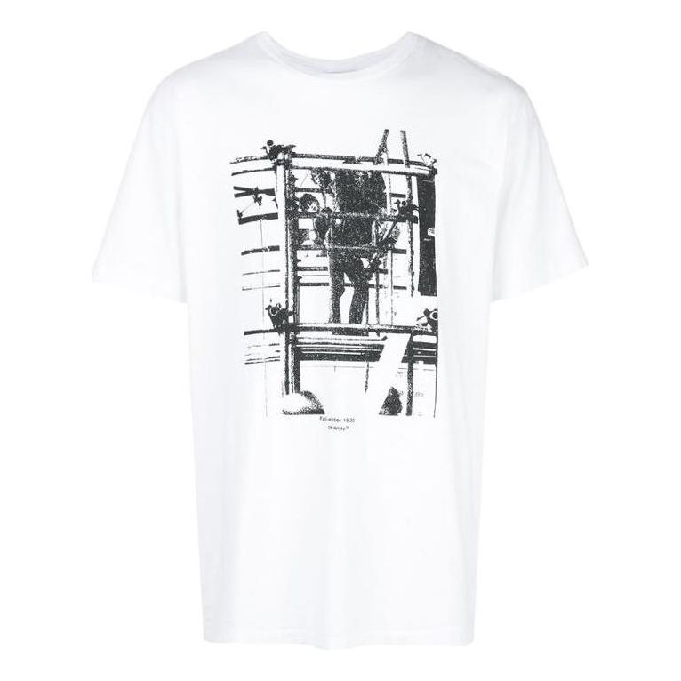Off-White SS22 Arrow Pattern Printing Round Neck Short Sleeve White OMAA027F191850070110