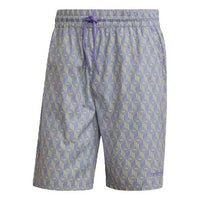 adidas originals Monogram Short Logo Full Print Loose Sports Shorts Purple Yellow HB1823