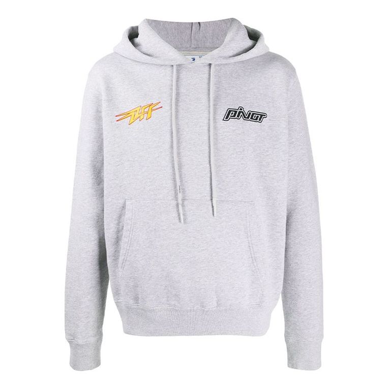 Off-White FW20 LogoPrinting Hooded Pullover Men Grey OMBB034E20FLE0080818