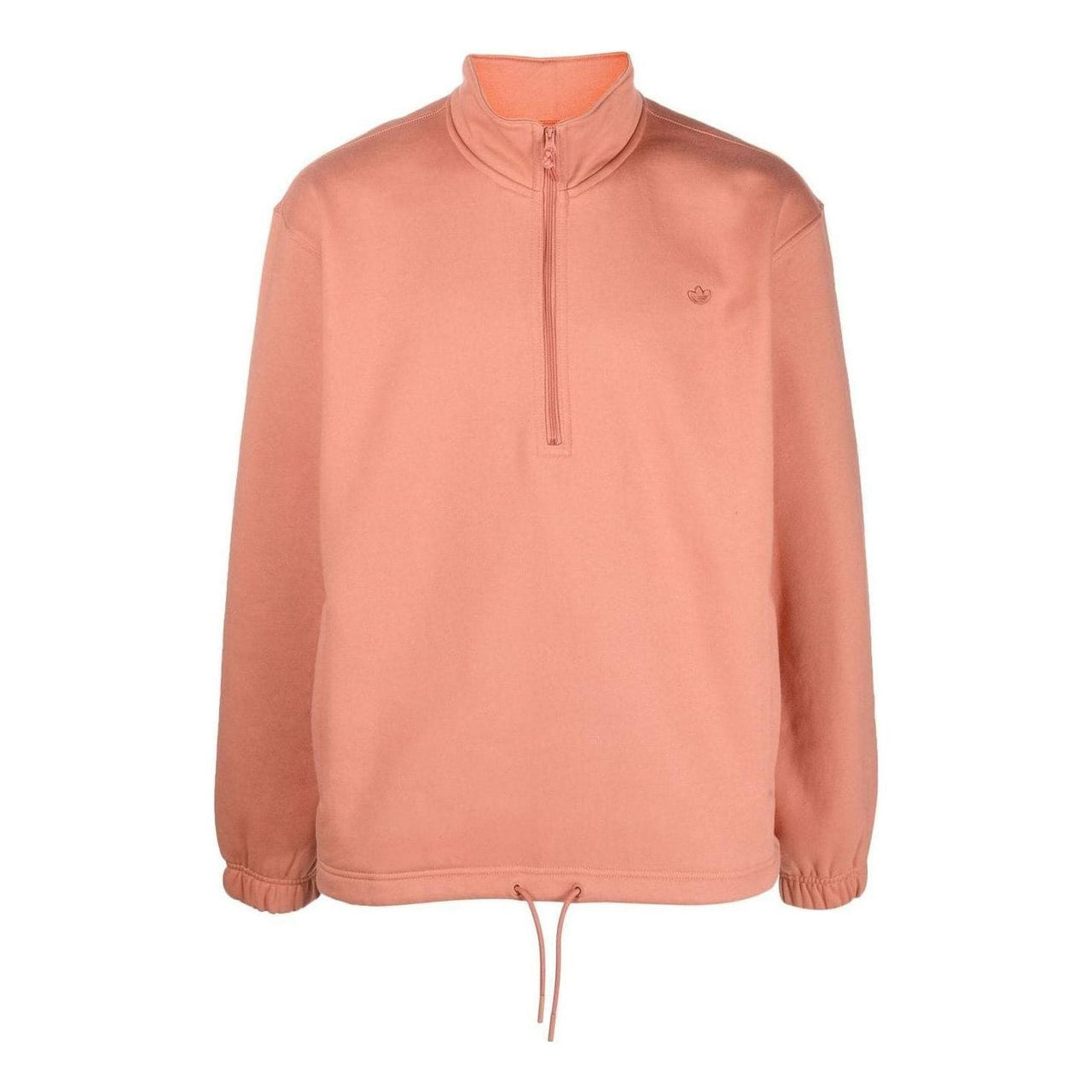 Men's adidas originals Solid Color High Collar Logo Half Zipper Long Sleeves Light Orange HK0309