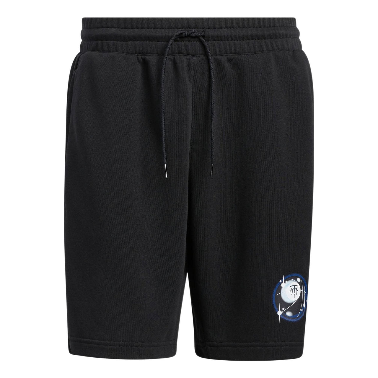 Men's adidas Tmac Short Solid Color Logo Printing Drawstring Lacing Straight Shorts Black HS8519