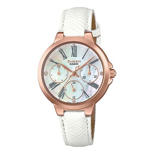 CASIO Waterproof SHEEN Sapphire Crystal Quartz White Analog SHE-3513PGL-7AUPRD