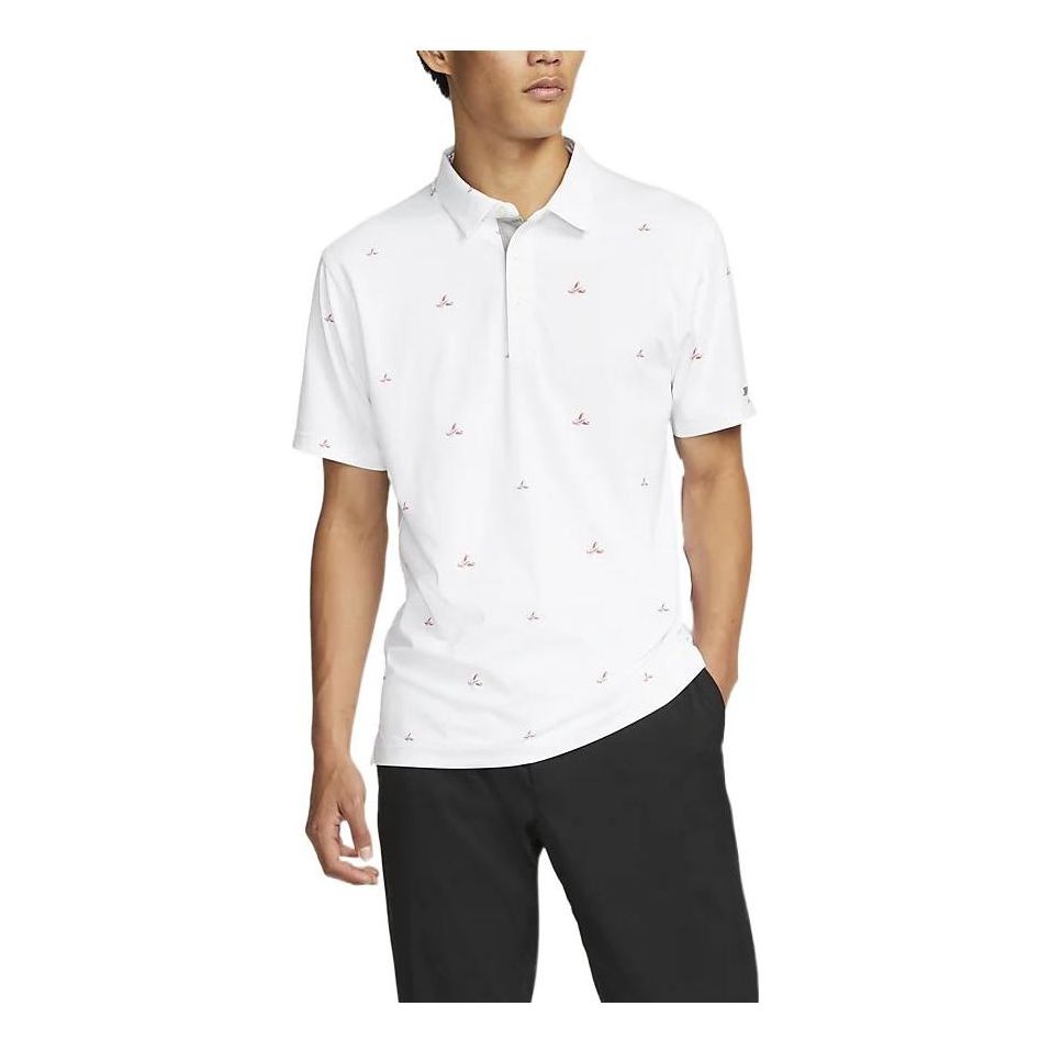 Men's Nike Full Print Golf Short Sleeve polo White Polo Shirt DH0946-100