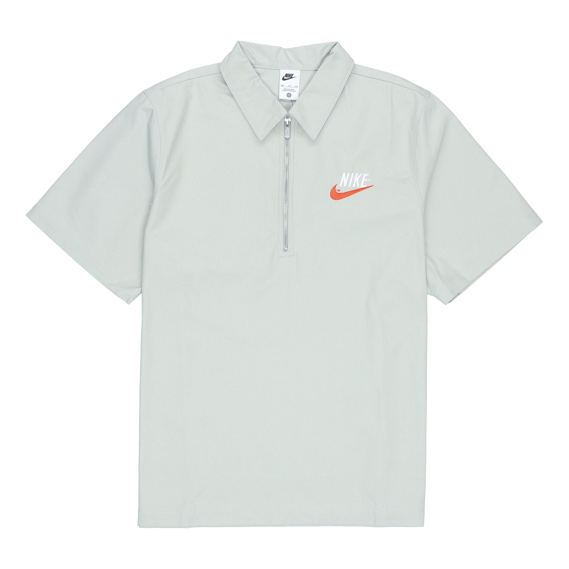 Men's Nike Half Zipper Solid Color Short Sleeve Aqua Blue Polo Shirt DM5284-017