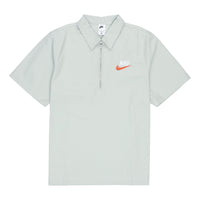 Men's Nike Half Zipper Solid Color Short Sleeve Aqua Blue Polo Shirt DM5284-017
