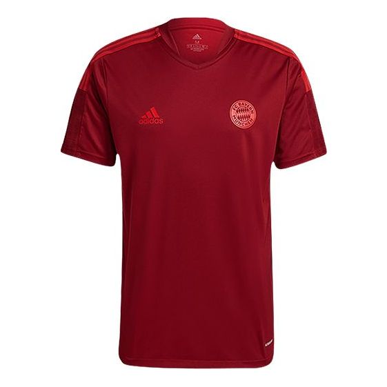 adidas Sports Training Short Sleeve Soccer/Football 21-22 Season Bayern Munich Black Red GR0657