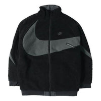 Nike Zipper Stand Collar polar fleece Large Logo Reversible Casual Jacket Black AJ2701-011