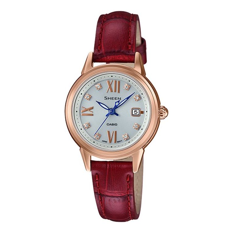 CASIO Waterproof SHEEN Solar Powered Quartz Sapphire Crystal Red Analog SHE-4522PGL-7AUPR