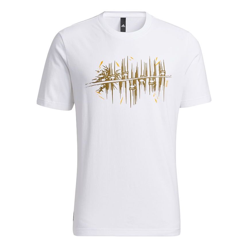 Men's adidas Wj Story Tee Martial Arts Series Printing Sports Round Neck Short Sleeve White T-Shirt H39333