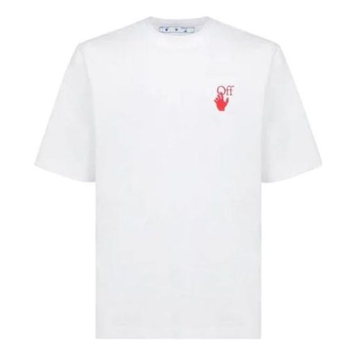 Off-White FW21 Logo Pattern Round Neck Short Sleeve Loose Fit White OMAA119F21JER0250125