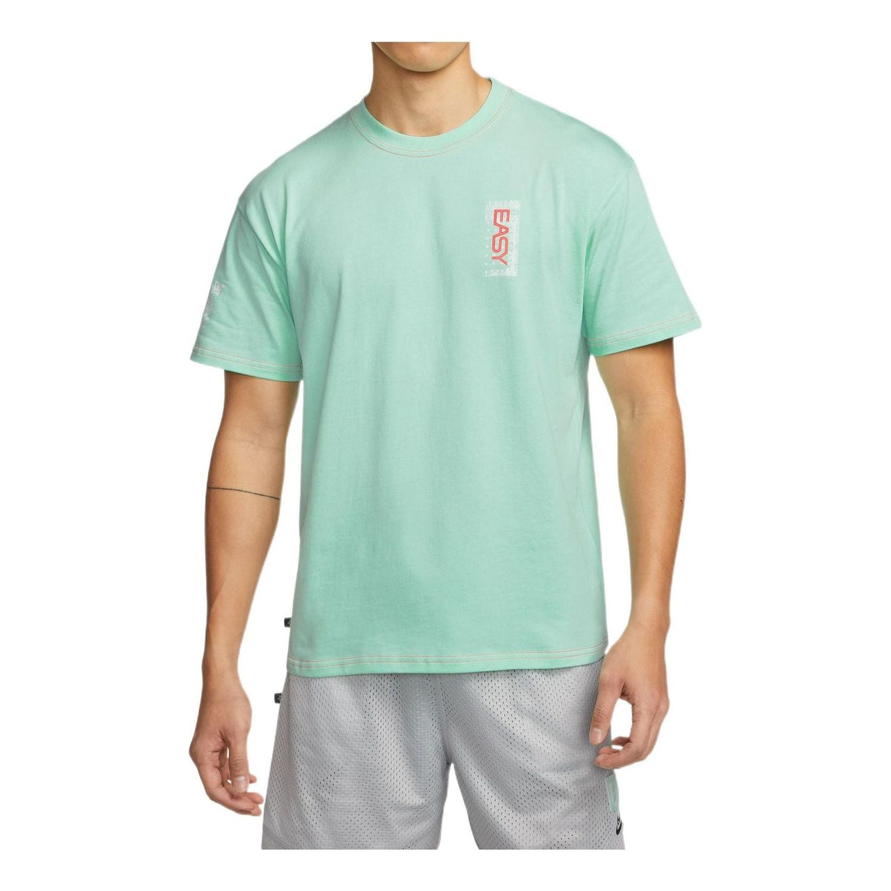 Nike Solid Color Alphabet Pattern Printing Round Neck Cotton Short Sleeve Mint Green DQ1878-379
