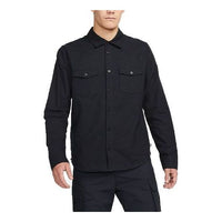 Nike Solid Color Pocket flannel Skateboard Long Sleeves Shirt Tops Black DA4168-010