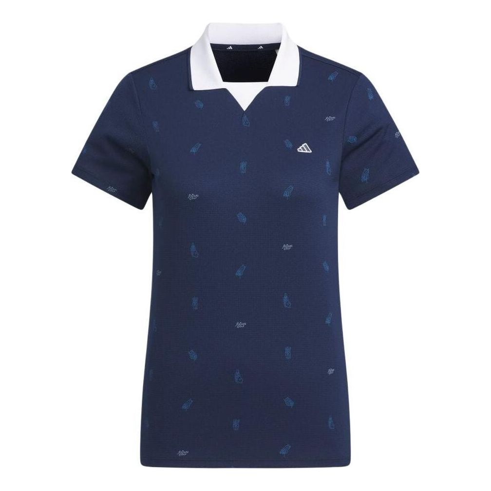 (WMNS) adidas Aeroready Playgreen Monogram Polo Shirt Asia Sizing 'Navy White' IN2803