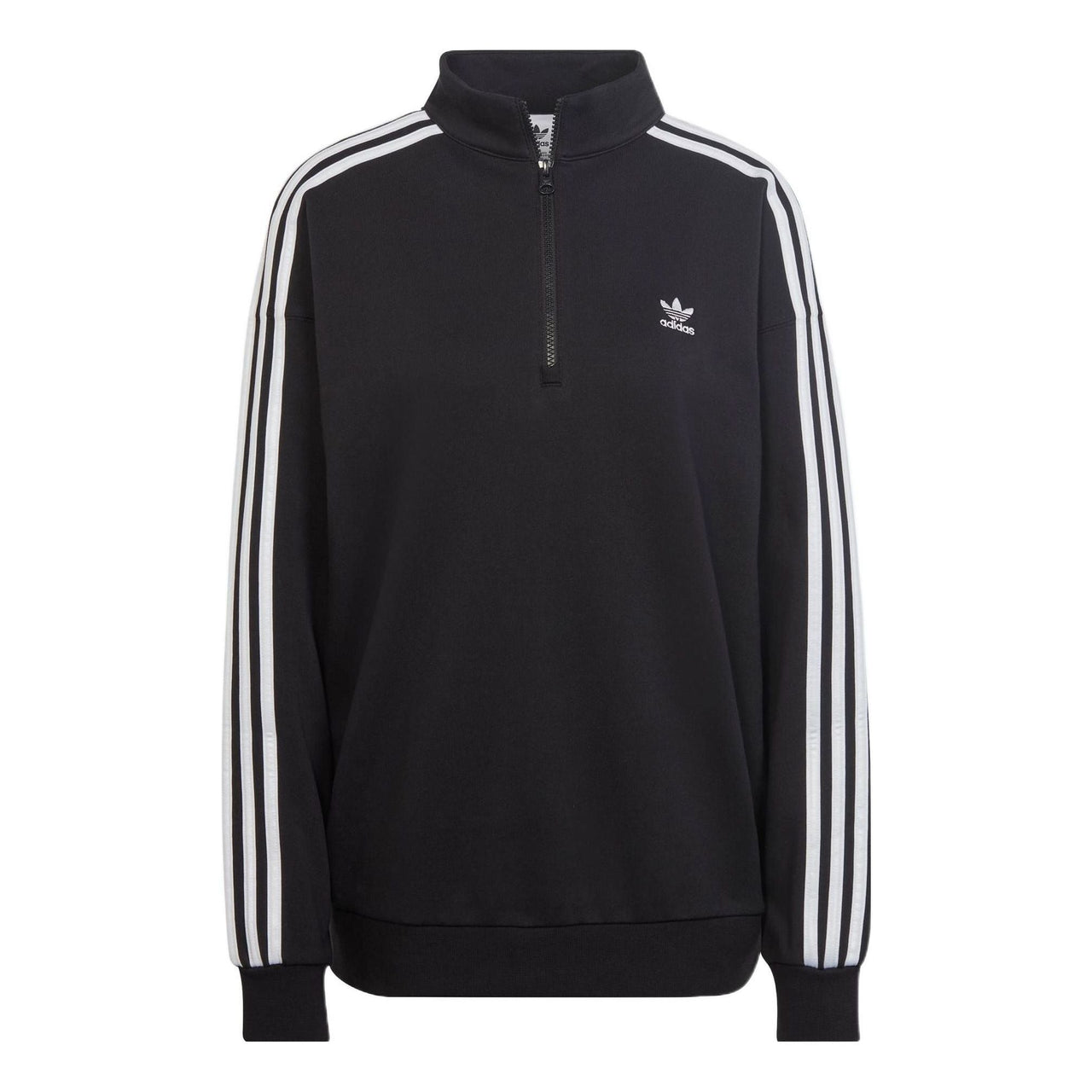 (WMNS) adidas adicolor Trefoil Quarter-Zip Sweatshirt Asia Sizing 'Black White' II6087