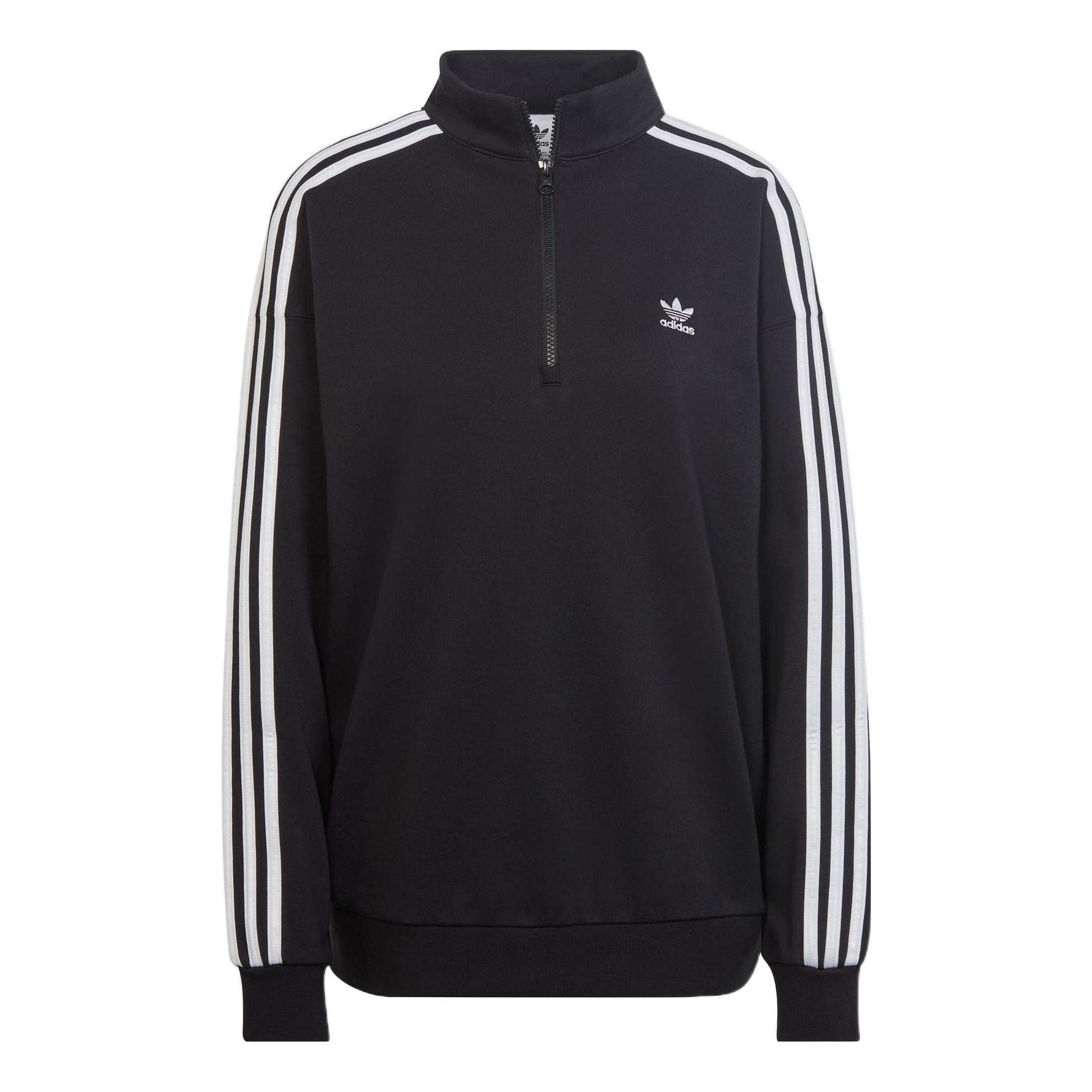 (WMNS) adidas adicolor Trefoil Quarter-Zip Sweatshirt Asia Sizing 'Black White' II6087