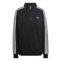 (WMNS) adidas adicolor Trefoil Quarter-Zip Sweatshirt Asia Sizing 'Black White' II6087