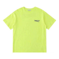 Men's Balenciaga Small Logo Round Neck Short Sleeve Yellow 620967TJVF77110