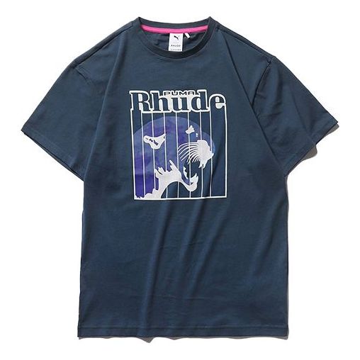 PUMA x RHUDE Crossover Graphic Tee animal Printing Short Sleeve Couple Style Blue 596757-43