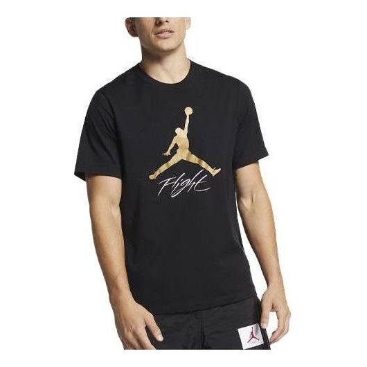 Air Jordan Jumpman Flight Logo T-Shirt 'Black Gold' AO0664-011