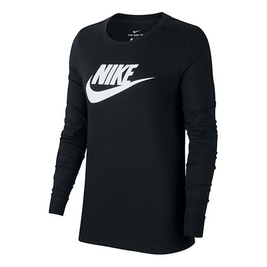 (WMNS) Nike Nsw Tee Essntl Ls Icon Ftr Casual Breathable Alphabet Sports Long Sleeves Black T-Shirt BV6171-010