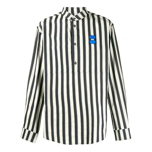 Off-White Mens Patch Logo Striped Long Sleeve Shirt OMGA086E19E210224801