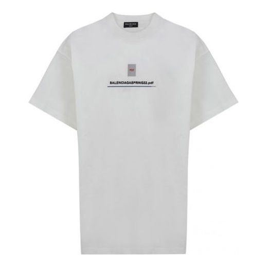 Balenciaga PDF Logo Oversized T-Shirt 'Off White' 676589TLVF79016